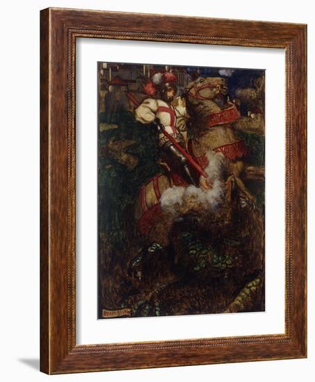 St George Slaying the Dragon, 1908-John Byam Shaw-Framed Giclee Print