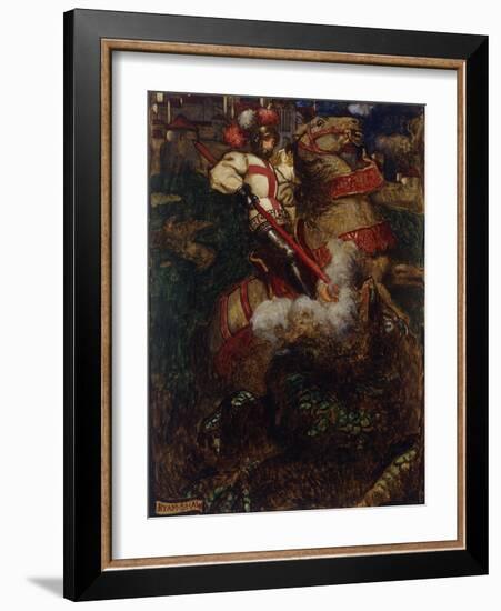 St George Slaying the Dragon, 1908-John Byam Shaw-Framed Giclee Print
