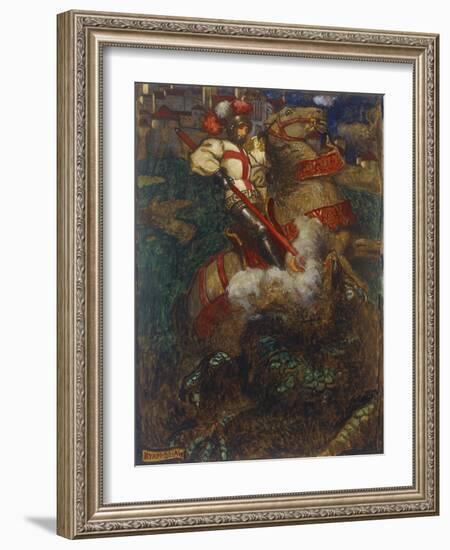 St. George Slaying the Dragon, 1908-John Byam Shaw-Framed Giclee Print