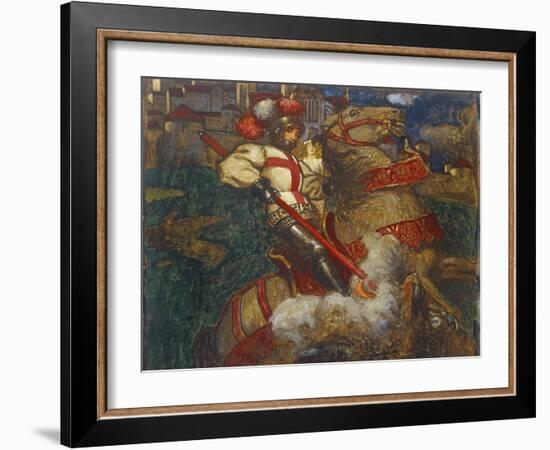 St. George Slaying the Dragon, 1908-John Byam Liston Shaw-Framed Giclee Print