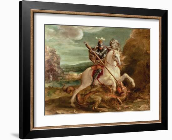 St. George Slaying The Dragon-Hans von Aachen-Framed Premium Giclee Print