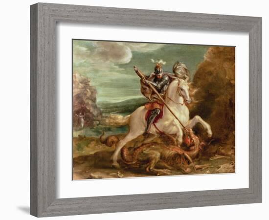 St. George Slaying The Dragon-Hans von Aachen-Framed Premium Giclee Print