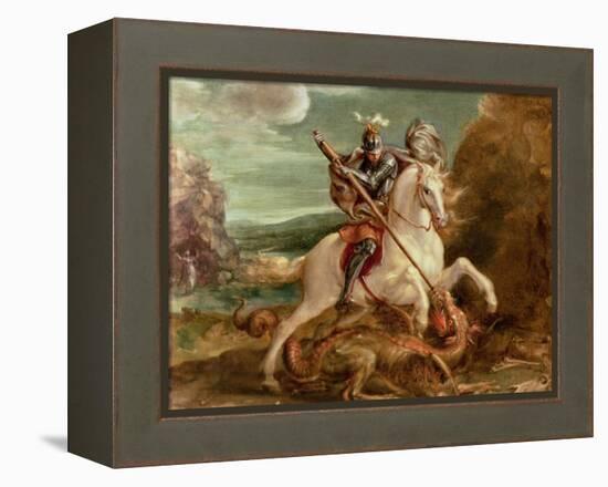 St. George Slaying the Dragon-Hans von Aachen-Framed Premier Image Canvas