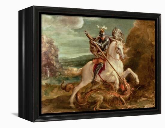 St. George Slaying the Dragon-Hans von Aachen-Framed Premier Image Canvas