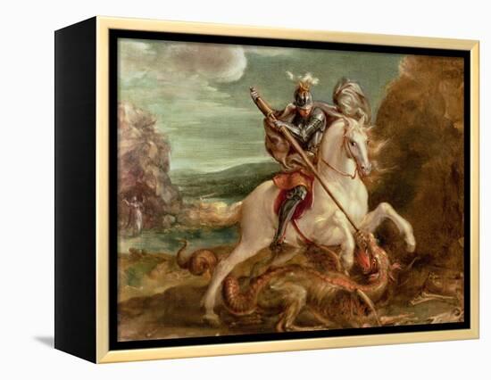 St. George Slaying the Dragon-Hans von Aachen-Framed Premier Image Canvas