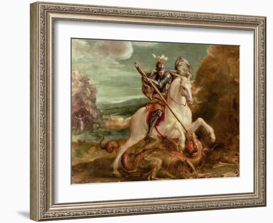 St. George Slaying the Dragon-Hans von Aachen-Framed Giclee Print