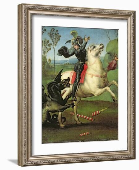 St. George Struggling with the Dragon, circa 1505-Raphael-Framed Giclee Print