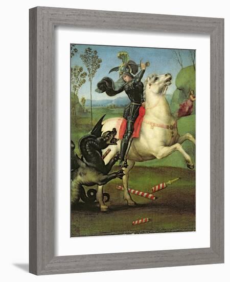 St. George Struggling with the Dragon, circa 1505-Raphael-Framed Giclee Print