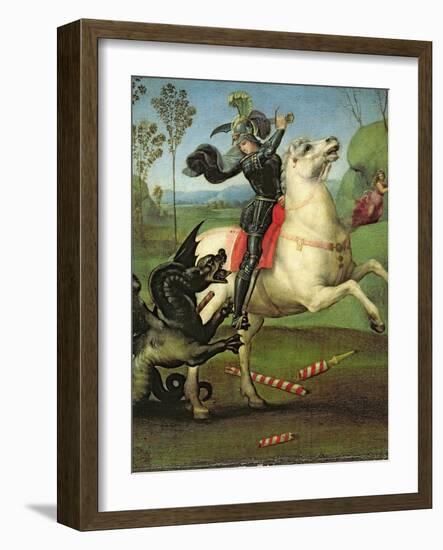 St. George Struggling with the Dragon, circa 1505-Raphael-Framed Giclee Print