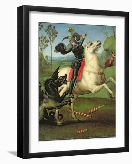 St. George Struggling with the Dragon, circa 1505-Raphael-Framed Giclee Print