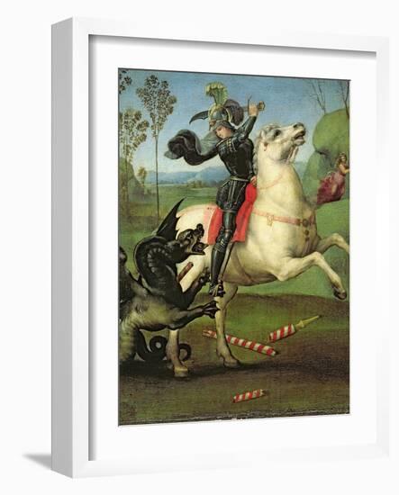 St. George Struggling with the Dragon, circa 1505-Raphael-Framed Giclee Print