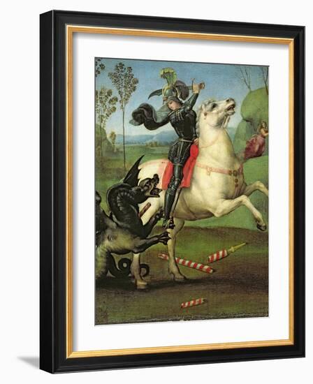 St. George Struggling with the Dragon, circa 1505-Raphael-Framed Giclee Print