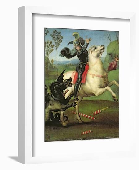 St. George Struggling with the Dragon, circa 1505-Raphael-Framed Giclee Print