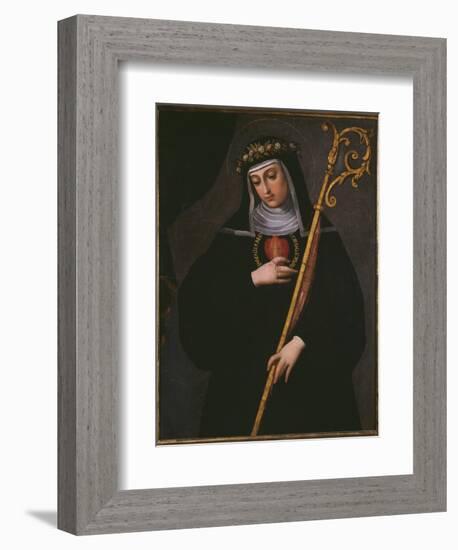 St. Gertrude the Great Carrying the Sacred Heart of Jesus-Spanish School-Framed Giclee Print