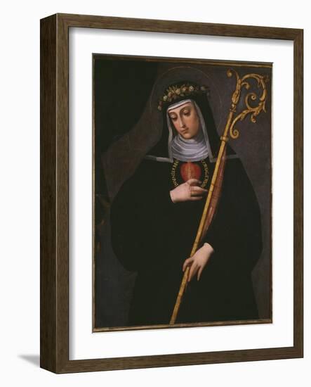 St. Gertrude the Great Carrying the Sacred Heart of Jesus-Spanish School-Framed Giclee Print