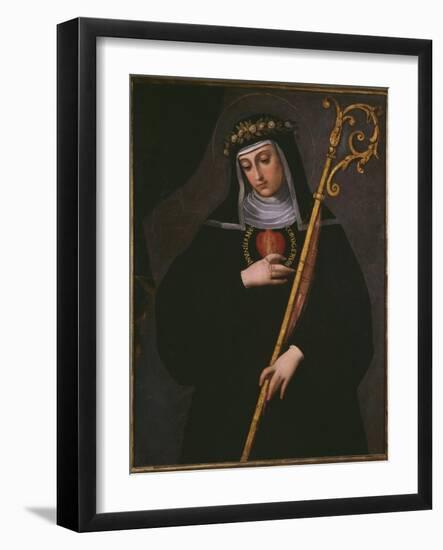 St. Gertrude the Great Carrying the Sacred Heart of Jesus-Spanish School-Framed Giclee Print