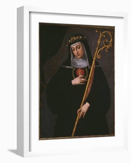 St. Gertrude the Great Carrying the Sacred Heart of Jesus-Spanish School-Framed Giclee Print