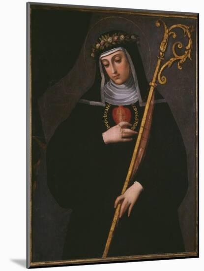 St. Gertrude the Great Carrying the Sacred Heart of Jesus-Spanish School-Mounted Giclee Print