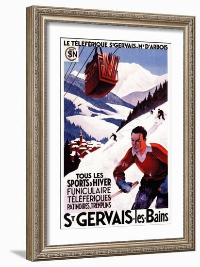 St. Gervais-Les-Bains, France - SNCF Railway Cable Car Promo Poster-Lantern Press-Framed Art Print