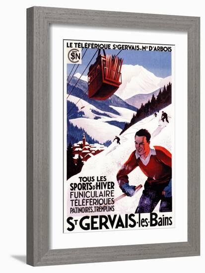 St. Gervais-Les-Bains, France - SNCF Railway Cable Car Promo Poster-Lantern Press-Framed Art Print