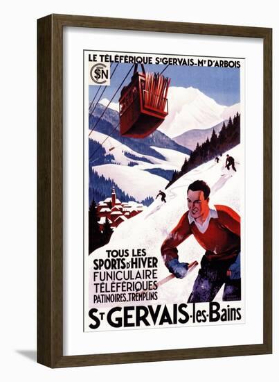 St. Gervais-Les-Bains, France - SNCF Railway Cable Car Promo Poster-Lantern Press-Framed Art Print