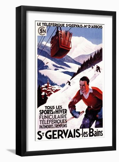 St. Gervais-Les-Bains, France - SNCF Railway Cable Car Promo Poster-Lantern Press-Framed Art Print