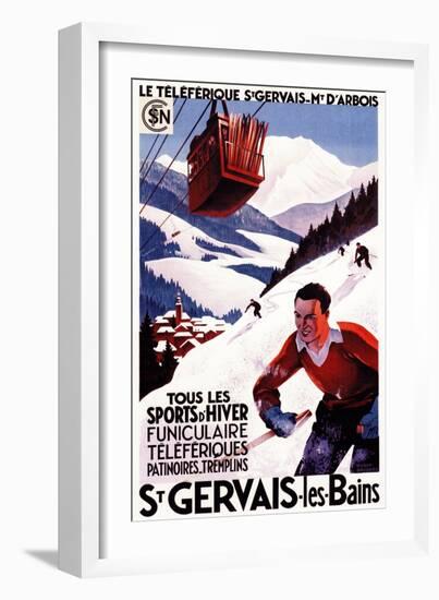 St. Gervais-Les-Bains, France - SNCF Railway Cable Car Promo Poster-Lantern Press-Framed Art Print