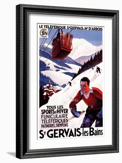 St. Gervais-Les-Bains, France - SNCF Railway Cable Car Promo Poster-Lantern Press-Framed Art Print