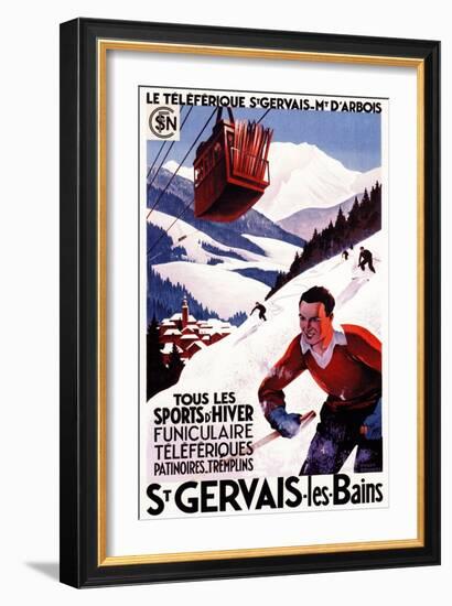 St. Gervais-Les-Bains, France - SNCF Railway Cable Car Promo Poster-Lantern Press-Framed Art Print