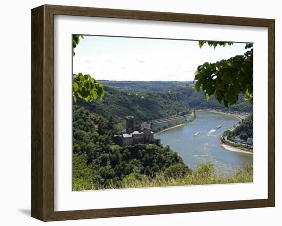 St. Goarshausen, Katz Castle and the River Rhine, Rhine Valley, Rhineland-Palatinate, Germany, Euro-Hans Peter Merten-Framed Photographic Print
