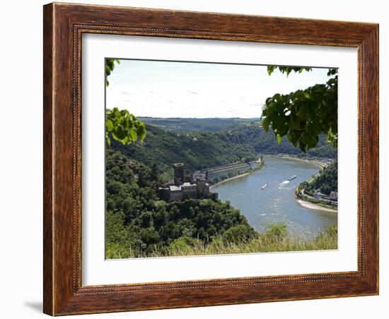 St. Goarshausen, Katz Castle and the River Rhine, Rhine Valley, Rhineland-Palatinate, Germany, Euro-Hans Peter Merten-Framed Photographic Print