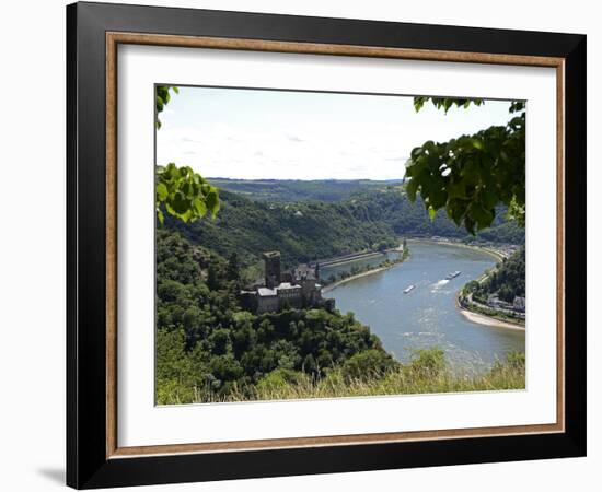 St. Goarshausen, Katz Castle and the River Rhine, Rhine Valley, Rhineland-Palatinate, Germany, Euro-Hans Peter Merten-Framed Photographic Print
