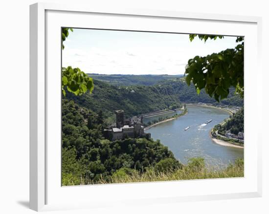 St. Goarshausen, Katz Castle and the River Rhine, Rhine Valley, Rhineland-Palatinate, Germany, Euro-Hans Peter Merten-Framed Photographic Print