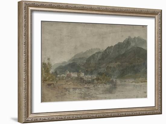 St Gothard and Mont Blanc Sketchbook [Finberg LXXV], Bonneville and the River Arve-J. M. W. Turner-Framed Giclee Print