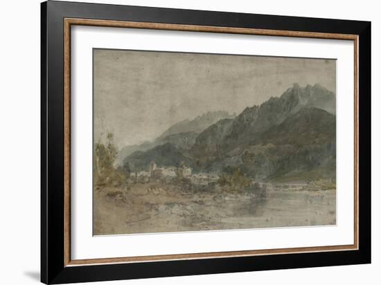 St Gothard and Mont Blanc Sketchbook [Finberg LXXV], Bonneville and the River Arve-J. M. W. Turner-Framed Giclee Print