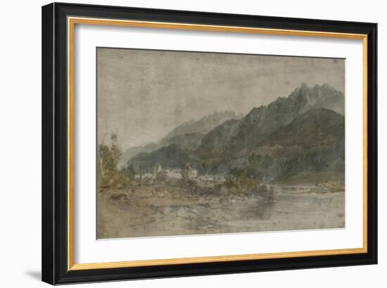 St Gothard and Mont Blanc Sketchbook [Finberg LXXV], Bonneville and the River Arve-J. M. W. Turner-Framed Giclee Print