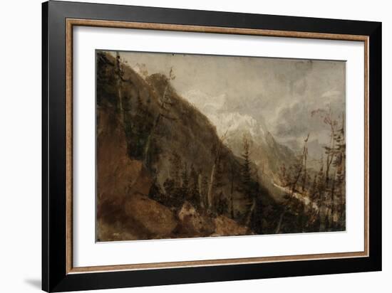 St Gothard and Mont Blanc Sketchbook [Finberg LXXV], Chamonix: Mont Blanc and the Arve Valley-J. M. W. Turner-Framed Giclee Print