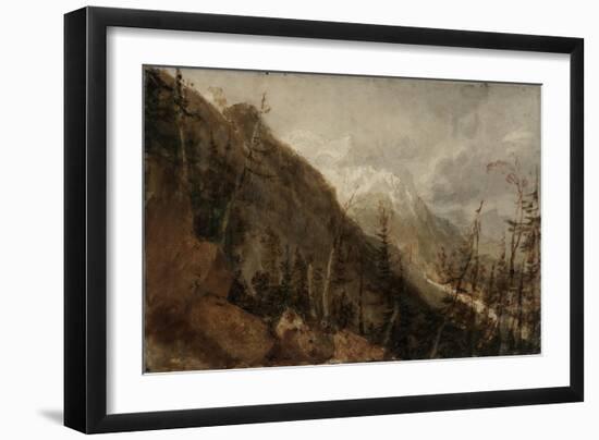 St Gothard and Mont Blanc Sketchbook [Finberg LXXV], Chamonix: Mont Blanc and the Arve Valley-J. M. W. Turner-Framed Giclee Print