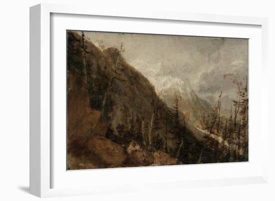 St Gothard and Mont Blanc Sketchbook [Finberg LXXV], Chamonix: Mont Blanc and the Arve Valley-J. M. W. Turner-Framed Giclee Print