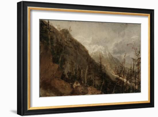 St Gothard and Mont Blanc Sketchbook [Finberg LXXV], Chamonix: Mont Blanc and the Arve Valley-J. M. W. Turner-Framed Giclee Print