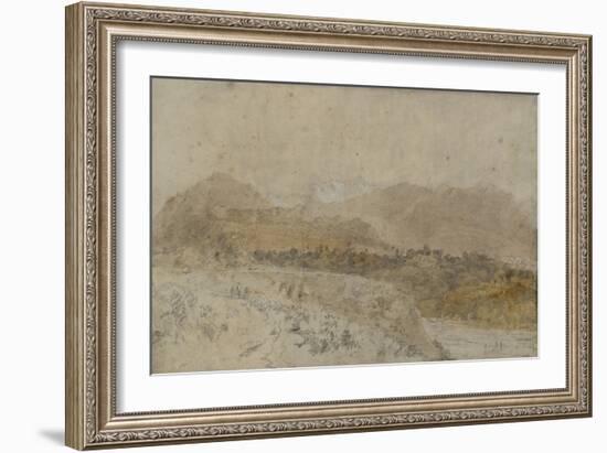 St Gothard and Mont Blanc Sketchbook [Finberg LXXV], Mont Blanc from the Arve Valley-J. M. W. Turner-Framed Giclee Print