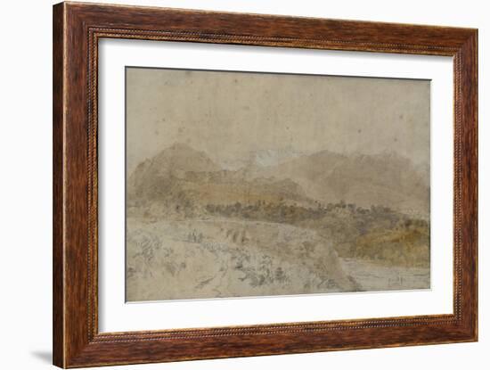 St Gothard and Mont Blanc Sketchbook [Finberg LXXV], Mont Blanc from the Arve Valley-J. M. W. Turner-Framed Giclee Print