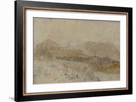 St Gothard and Mont Blanc Sketchbook [Finberg LXXV], Mont Blanc from the Arve Valley-J. M. W. Turner-Framed Giclee Print