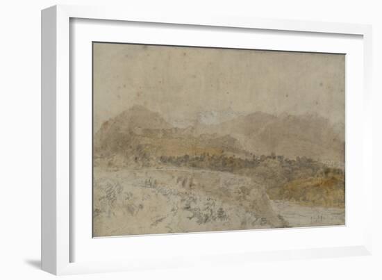 St Gothard and Mont Blanc Sketchbook [Finberg LXXV], Mont Blanc from the Arve Valley-J. M. W. Turner-Framed Giclee Print