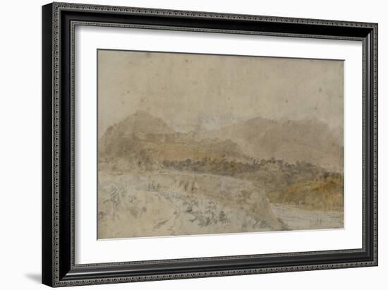 St Gothard and Mont Blanc Sketchbook [Finberg LXXV], Mont Blanc from the Arve Valley-J. M. W. Turner-Framed Giclee Print