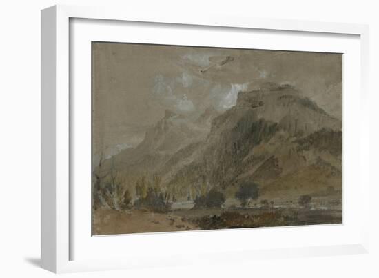 St Gothard and Mont Blanc Sketchbook [Finberg LXXV], Near Bonneville, Looking Towards Mont Blanc-J. M. W. Turner-Framed Giclee Print