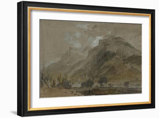 St Gothard and Mont Blanc Sketchbook [Finberg LXXV], Near Bonneville, Looking Towards Mont Blanc-J. M. W. Turner-Framed Giclee Print