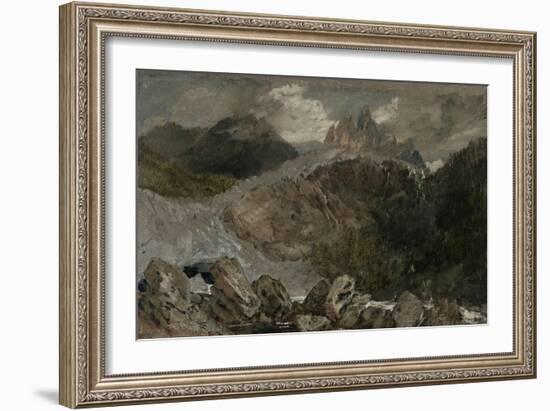 St Gothard and Mont Blanc Sketchbook [Finberg LXXV], the Source of the Arveyron-J. M. W. Turner-Framed Giclee Print