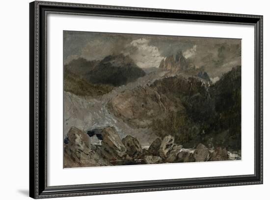 St Gothard and Mont Blanc Sketchbook [Finberg LXXV], the Source of the Arveyron-J. M. W. Turner-Framed Giclee Print