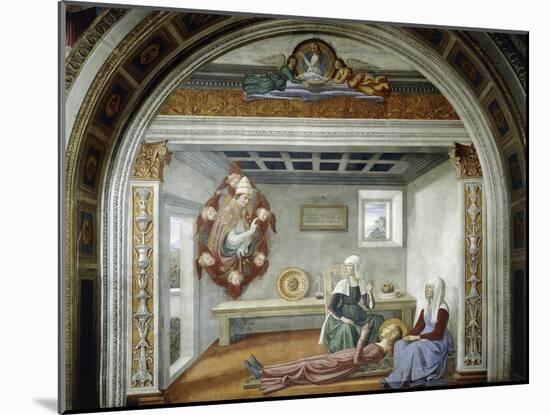 St. Gregory Announcing to St. Fina Her Approaching Death, 1475-Domenico Ghirlandaio-Mounted Giclee Print